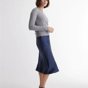 Quince Navy Blue Silk Skirt size M
